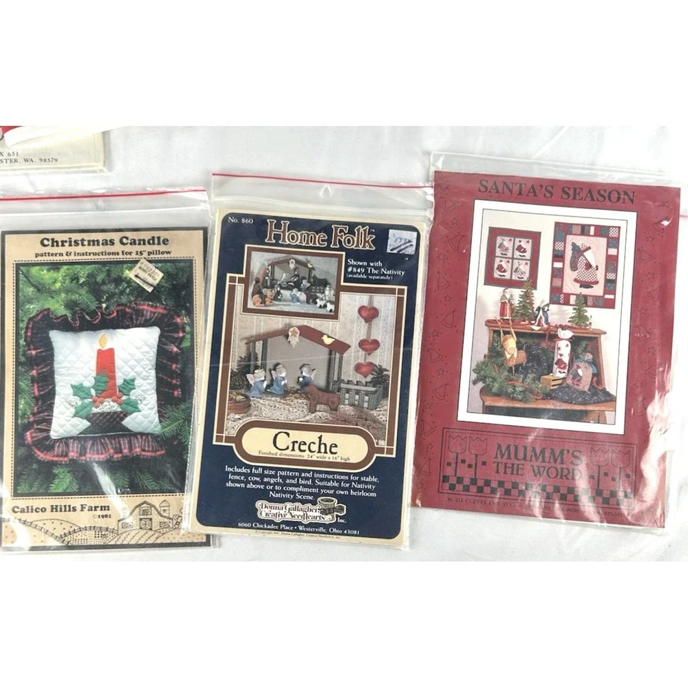 Lot Of 19 Vintage Craft Quilt Patterns Christmas Wall Hangings Appliques 90s